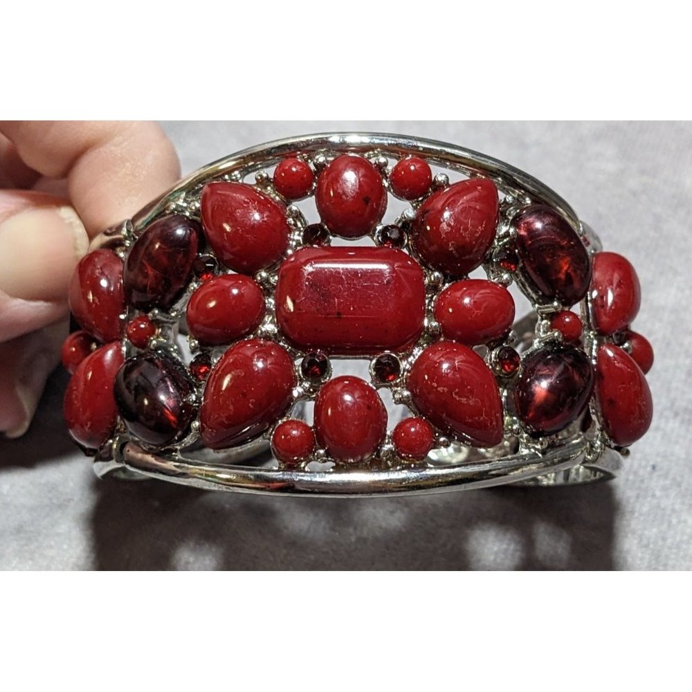 Red Gemmed Cuff Bracelet